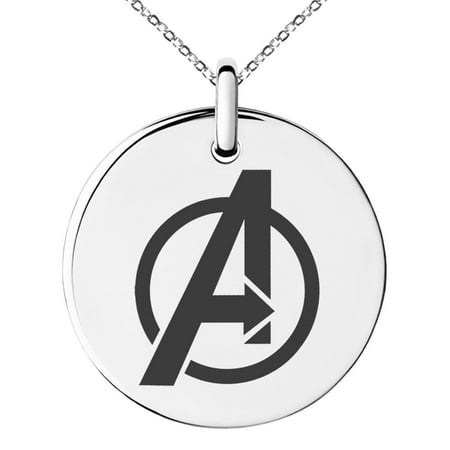 stainless steel marvel avengers logo engraved small medallion circle