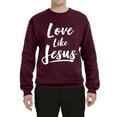 thumbnail image 2 of Wild Bobby Love Like Jesus Inspirational/Christian Unisex Crewneck Graphic Sweatshirt, Maroon, XX-Large, 2 of 5