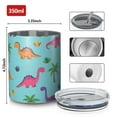 thumbnail image 4 of 12oz Coffee Tumblers Light Blue Dinosaur Palm Pattern Stainless Steel Vacuum Insulated Travel Tumbler Coffee Cups Mug with Lid and Straw with Cleaning Brush for Cold & Hot Drinks, 4 of 5