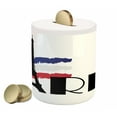 thumbnail image 1 of Hipster Piggy Bank, Paris Typography with Eiffel Tower and France Flag Tone Europe Image, Ceramic Coin Bank Money Box for Cash Saving, 3.6" X 3.2", Black Navy Blue Red, by Ambesonne, 1 of 4
