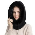 thumbnail image 2 of GRNSHTS Women Winter Hood Faux Fur Hat with Knitted Ski Mask Scarf Neck Warmer Fleece Lined Balaclava for Snow Outdoor Sports (Black), 2 of 8