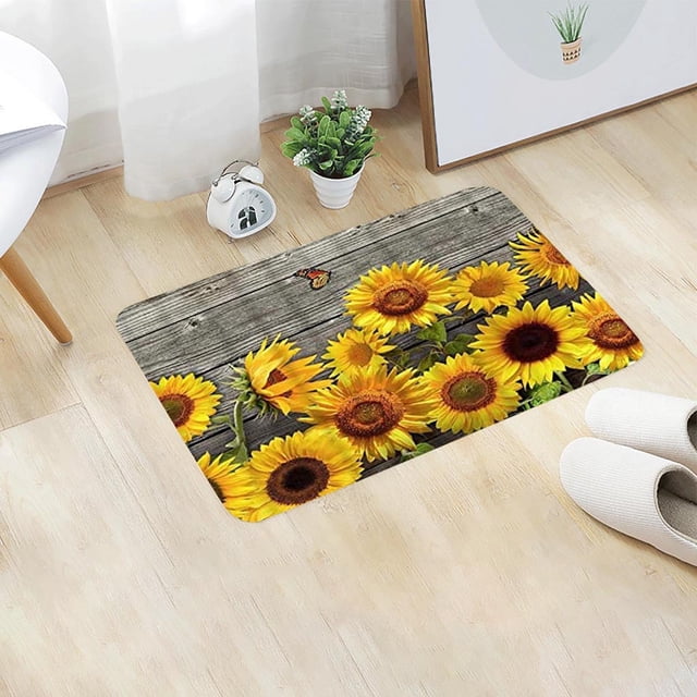 Dvkptbk Kitchen Mats for Floor,New Home Bedroom Doormat Floor Soft Non-Slip Sunflower Mat Rug Carpets Shoulder
