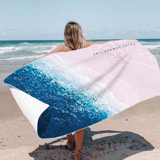 Double-sided velvet quick-drying beach towel printed microfiber beach swimming bath towel