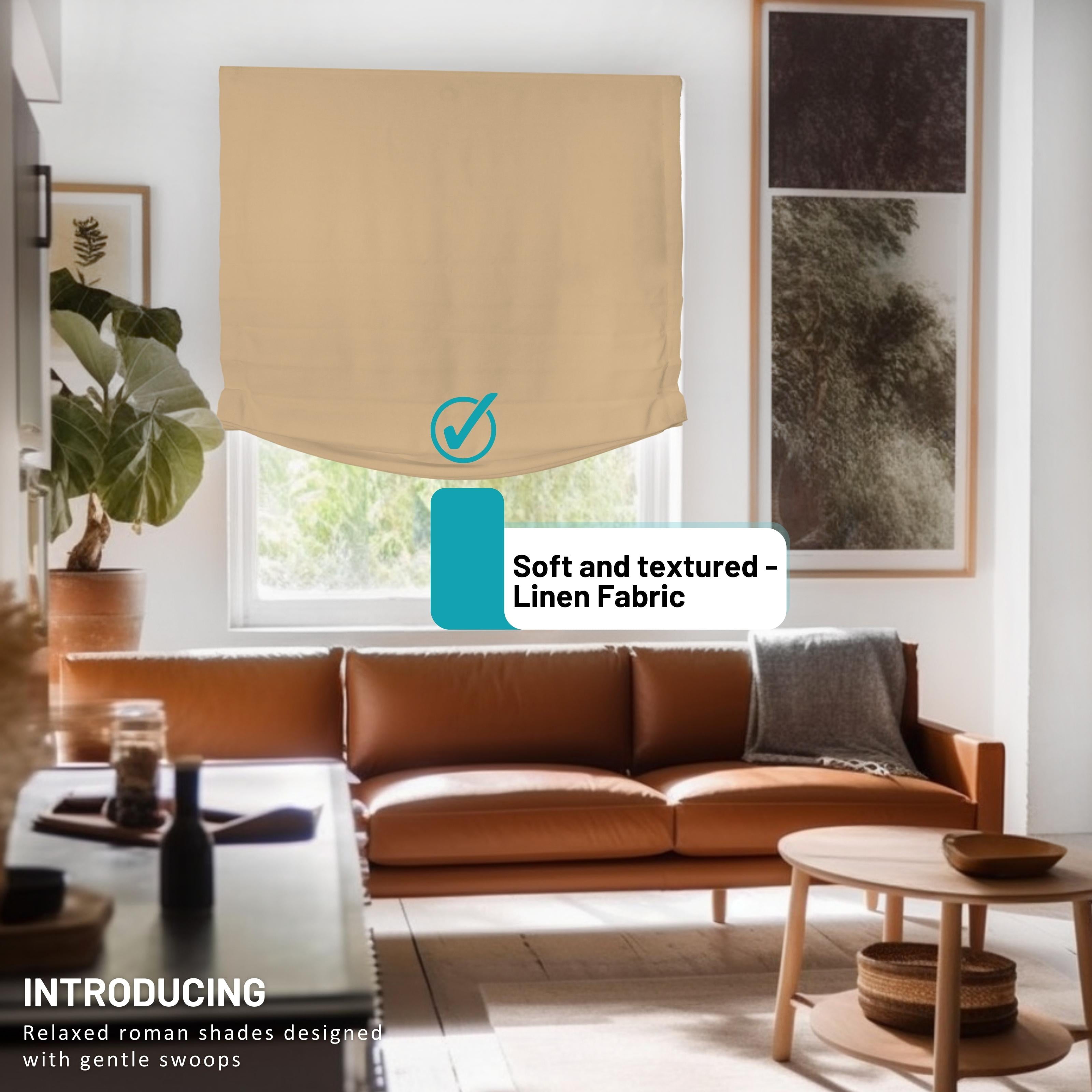 Chicology Cordless Roman Shades, Khaki (Relaxed), 35"W X 64"H