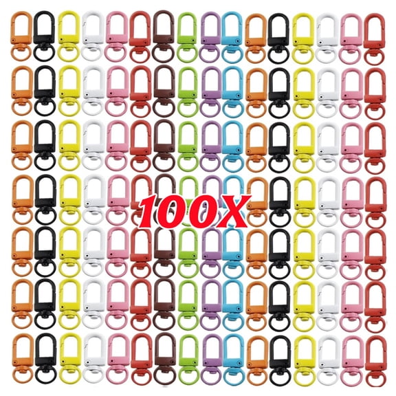 100 PCs Colorful Metal Lobster Claw Clasps for Keychains – 360° Swivel Keychain Clasp – Keychain Clips for Crafts, Jewelry, Bags, Needlework, DIY