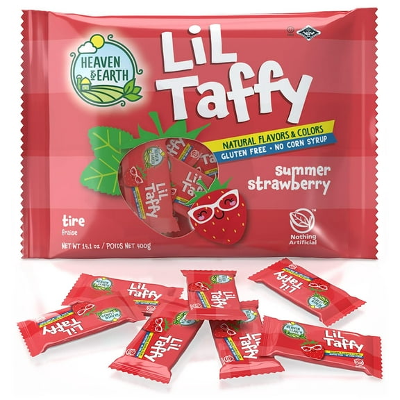 Heaven & Earth Summer Strawberry Lil Taffy (Approx. 40 Count) | Made with Natural Colors & Flavors, No High Fructose Corn Syrup, Gluten Free, Nothing Artificial, Kosher, Wonderfully Delicious!