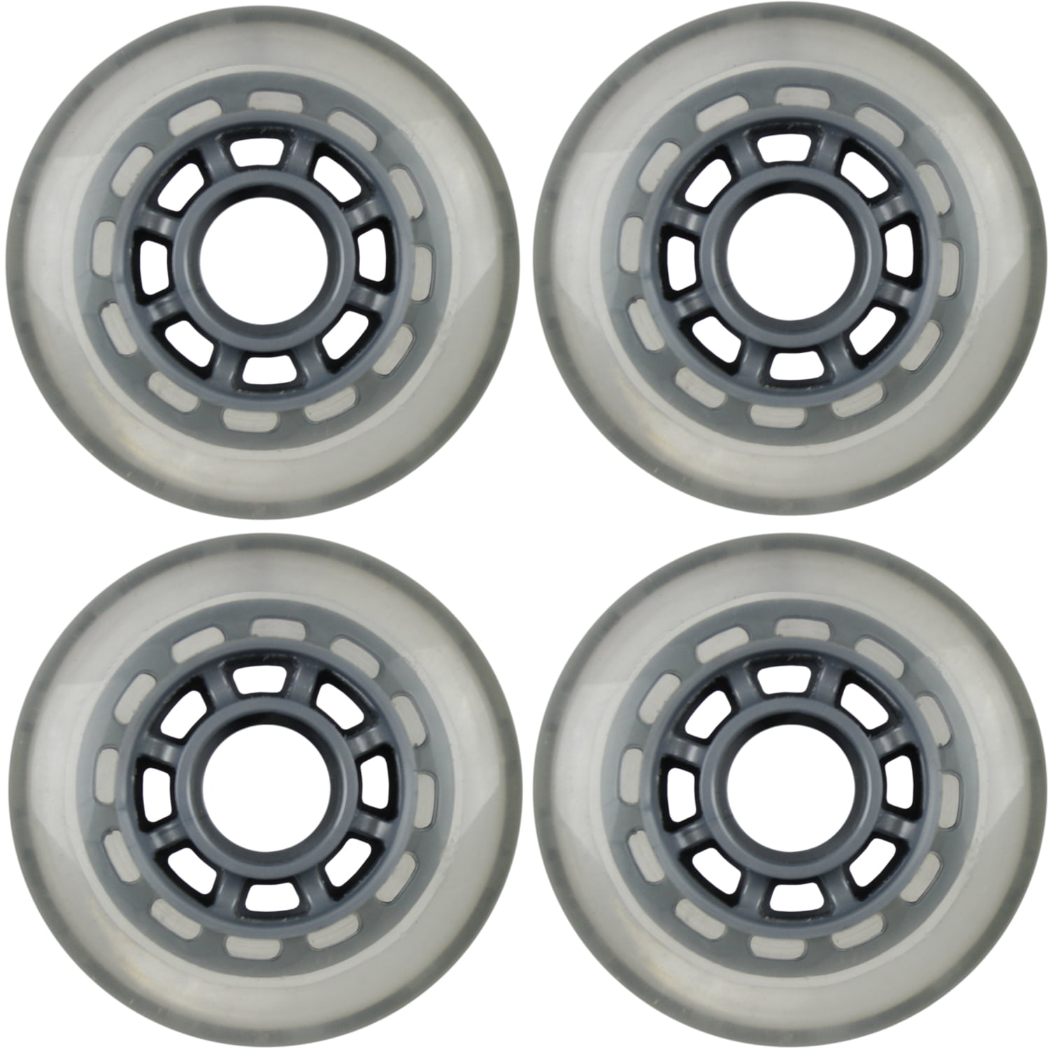 Inline Wheels Multipurpose Clear/Grey 80mm 78a Set of 4 Abec 9 Bearings 