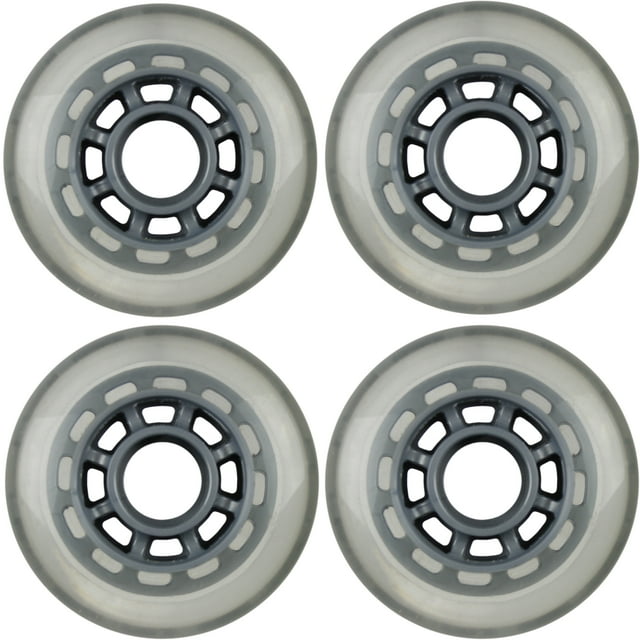 Inline Skate Replacement Wheels 76mm 78A Grey/Silver 4 Pack