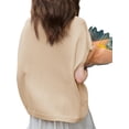 thumbnail image 5 of Short Sleeved Oversized Women Solid V-neck Casual Loose Knit Sweater Lightweight Button Tops, 5 of 6