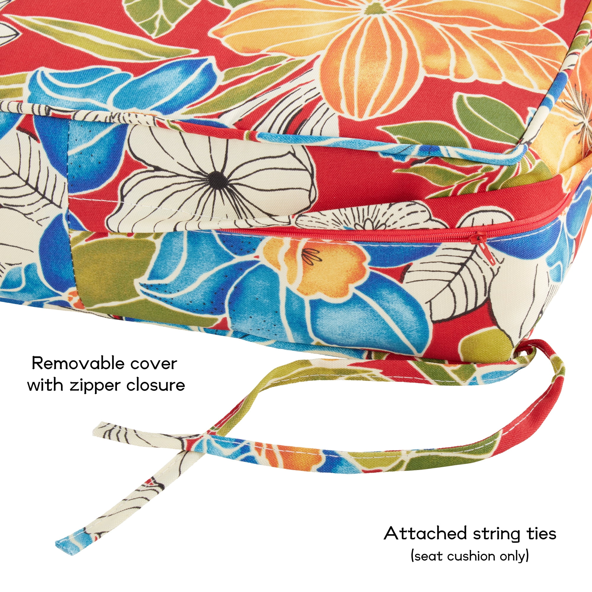 Greendale Home Fashions Outdoor 2-Piece Reversible Deep Seat Cushion Set, Aloha Red