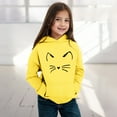 thumbnail image 2 of Arlun Toddler Girls Hoodies Cute Cat-Face Printed Kids Pullover Sweatshirts Loose Soft Comfortable Long Sleeve Hooded Tops with Pocket Child Casual Sports Outfits Yellow 10-11Years, 2 of 4