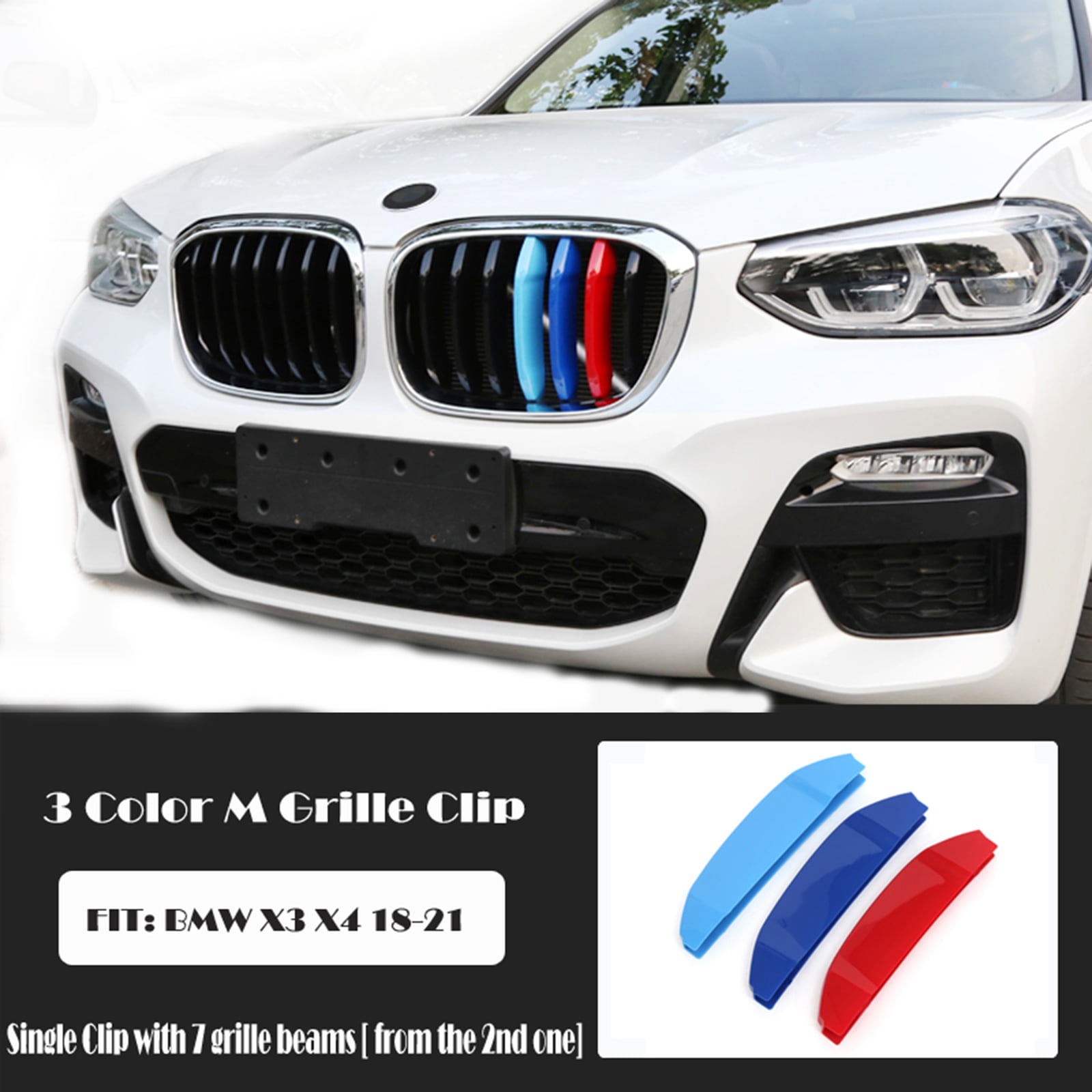 M-Colored Stripe Grille Insert Trims for BMW Accessories, ABS Car  Accessories for BMW Grill Stripes X3 18-20 G01 or x4 G02 7-Beam