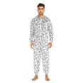 thumbnail image 2 of Doodle Flowers and Leaves Adult onesie Pajamas, Crystal Velvet Ultra Soft Warm Jumpsuit for Men and Women, 2 of 7
