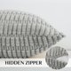thumbnail image 3 of Juego de 2 fundas de almohada, de pana suave a rayas estilo rústico, bohemio, moderna funda de cojín decorativa para sofá, recámara, sala de estar (gris), 3 of 4