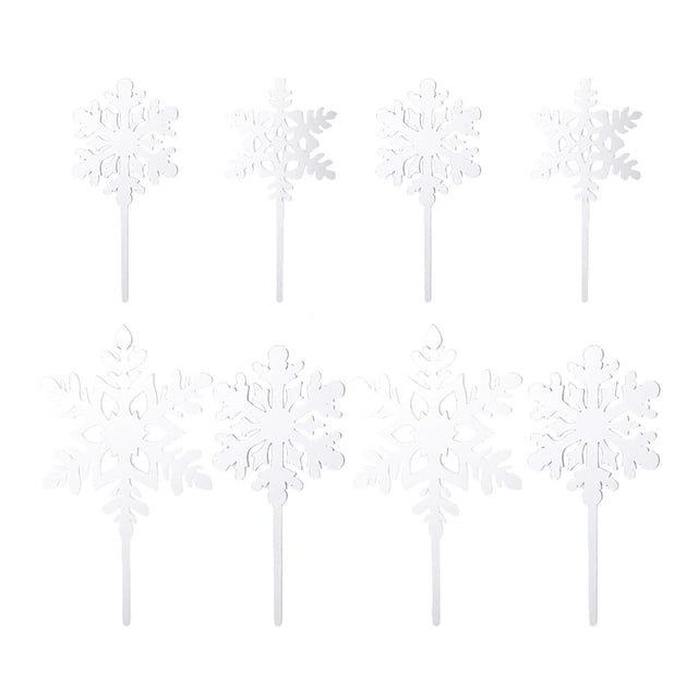 EeaseMX 20 adornos para tartas navideñas, copos de nieve, postres, cupcakes, palillos de frutas para fiestas y festivales.