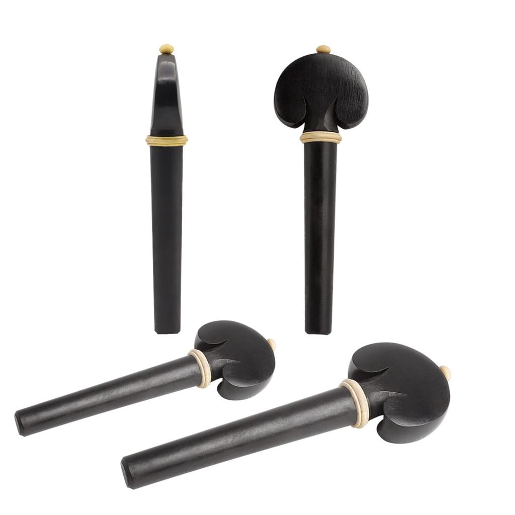 Yihuala 4 Pcs Ebony Wood Cello Tuning Peg Tuner Cello Pegs Cello Shaft Handle Musical Intruments Parts & Accessories