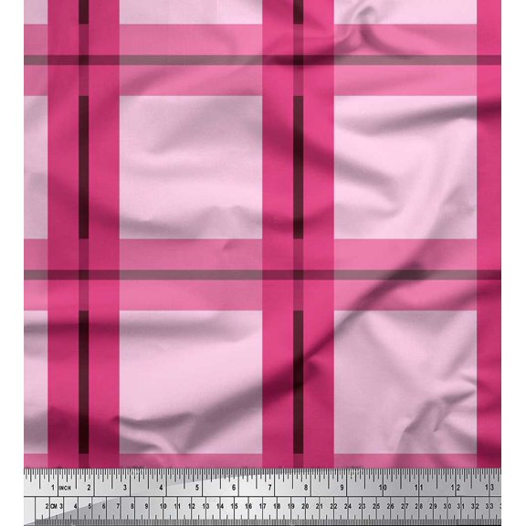Soimoi Rayon Fabric Check Check Print Sewing Fabric Yard 42 Inch Wide
