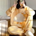 thumbnail image 3 of Conjuntos de pijamas de lana de invierno de talla grande 5XL 150kg conjunto de camisas de noche de dos piezas de talla grande para mujer, 3 of 4