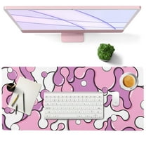 Large Mouse Pad, Pink Purple Fluid Desk Mat XL Extended 80x30cm for Keyboard and Computer, Non-Slip Rubber Base Stitched Edge Mousepad for Gaming and Desk Accessories, 31.5×11.8 Inch