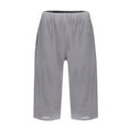 thumbnail image 5 of vigerkar Women's Cotton Linen Bermuda Shorts Knee Length Shorts Loose Lightweight Shorts Casual Summer Beach Shorts with Pockets Grey, XXL, 5 of 5