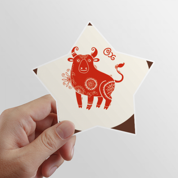 Year Of Ox Animal China Zodiac Red Star Sticker Paster Vinyl Car Tags Decoration Decal