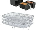 thumbnail image 2 of Air Fryer Three Stackable Dehydrator Racks 304 Stainless Steel Air Fryer Basket Tray Air Fryer Accessories Dishwasher Safe Fit for Oven and Press Cooker Compatible with Most Air Fryer, 2 of 8