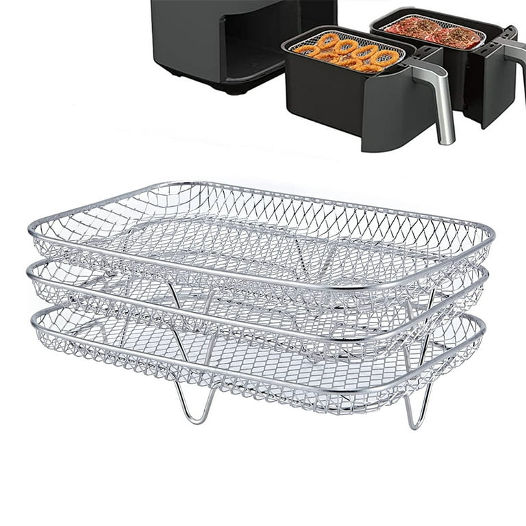  BYKITCHEN Air Fryer Rack for Ninja Dual Air Fryer, 3pcs  Stackable Stainless Steel Dehydrator Rack, Rectangle Air Fryer Racks  Compatible with Double Air Fryer, Ninja Dual Air Fryer Accessories : Home