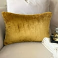 thumbnail image 3 of Gold Decorative Throw Pillow Covers 18"x18" | Modern Velvet Cushion Cover Striped | Ribbed Corduroy Velvet Pillowcases for Couch, Sofa Bedroom & Living Room, Modern Home Décor - Gold Lines, 3 of 12