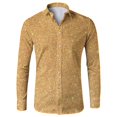 thumbnail image 2 of XIAOCHA Men's Sparkly Party Shirt Collared Long Sleeve Button Up Glitter Print Blouse Eye-Catching Casual Going Out Top, 2 of 4