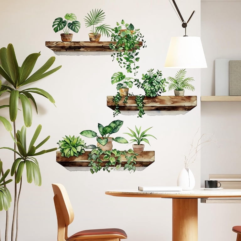 Green Wall - Bonsai Tropical Vine Leaves Wall Stickers - Peel and Stick ...