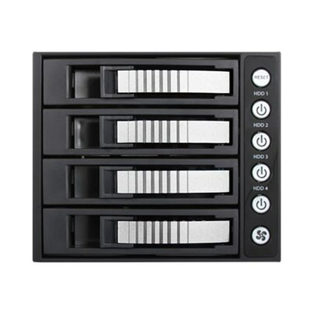 iStarUSA BPU-340HD - cage de Stockage - 3x 5.25" à 4 x 3.5" 2.5", 12 Gbps, HDD, SSD, hot-swap - 2.5" / 3.5" Partagé - Poignée Argentée, Noir (Châssis)
