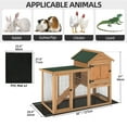 thumbnail image 4 of Dextrus Wooden Rabbit Hutch Bunny Cage Guinea Pig House with Waterproof Roof, PVC Mat, Pull-Out Tray - Teak, 4 of 8