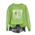 thumbnail image 3 of Halloween Skeleton Printed Sweatshirt For Women Fall Fleece Lined Crewneck Long Sleeve Pullover Tops S-XXL, 3 of 6