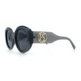 thumbnail image 6 of Womens Oversize Round Thick Temple Plastic Designer Fashion Diva Sunglasses Slate - Black, 6 of 8