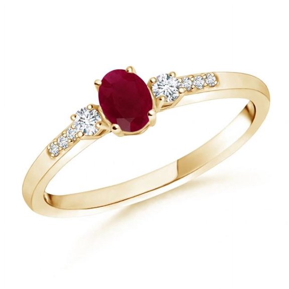 Oval Shape Red Ruby CZ Diamond Band Ring Women 925 Sterling Silver Rose Gold Plated July Birthstone Mothers Day Women Gift Gemstone Jewelry