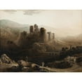 thumbnail image 2 of John Martin 24x19 Black Ornate Framed Double Matted Museum Art Print Titled: Moonlight - Chepstow Castle (1815), 2 of 5