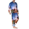thumbnail image 2 of Susaid Lantern On Snow With Christmas Print Men's Long Sleeve Pajama Set, Two-Piece Button-Down Loungewear PJs Set, Comfortable Sleepwear for Relaxation-X-Large, 2 of 7