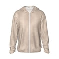 thumbnail image 1 of Vsdgher Sweat à Capuche Imprimé Vichy Marron pour Hommes Femmes, Manches Longues Protection Solaire Pêche pour Course Natation-Petit, 1 of 7