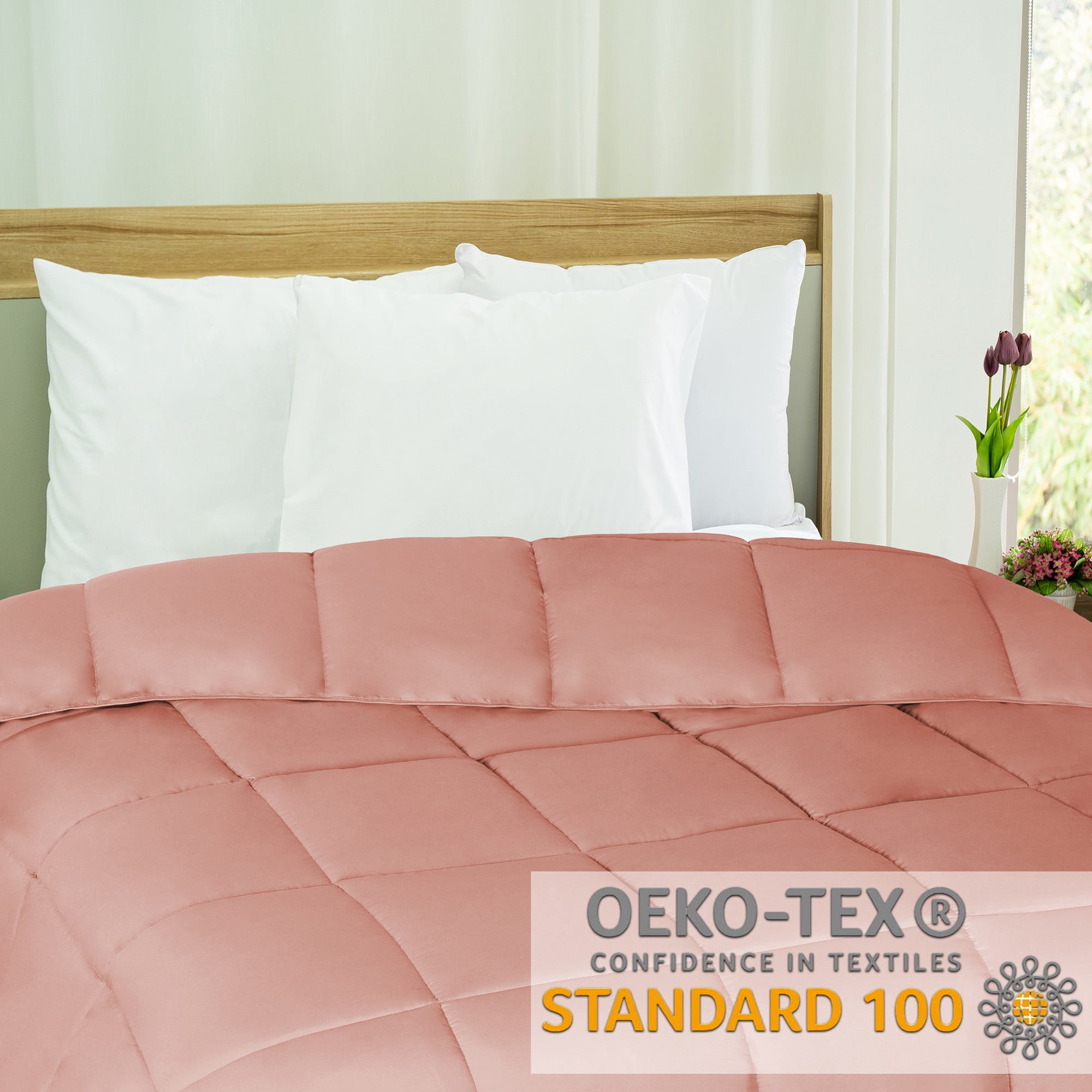 Superior Solid Comforter Down Alternative Bedding, Full, Blush