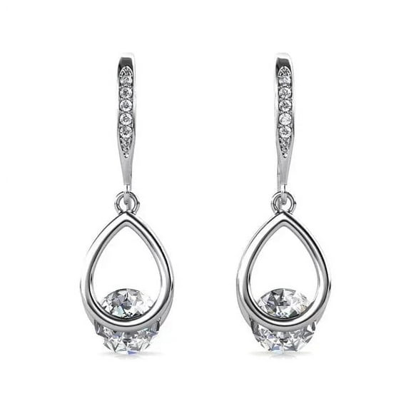 Cate & Chloe Brenda 18k White Gold Plated Drop Earrings with Swarovski Crystals Gift for Women