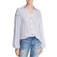 thumbnail image 1 of Free People Headed to the Highlands Blusa con botones para mujer, azul, mediano Free People Abotonar, 1 of 2