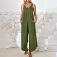 thumbnail image 2 of BangWanChi Womens Jumpsuits Overalls Wide Leg Casual Womens Fashion Summer Solid Pocket Casual Sleeveless Suspender Jumpsuit, 2 of 5