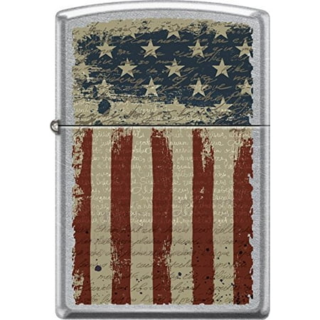 Zippo Street Chrome Aged American Patriotic Windproof Pocket (Best Lighter For Fireworks)