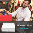 thumbnail image 2 of Syson POS White 13" Automatic Cash Drawer with Removable Coin Tray 4 Bill/ 4 Coin, RJ11 Cable, 2 Keys, Compatible POS Receipt Printer, 2 of 6