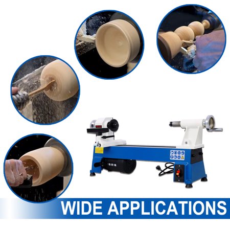 Multifunctional Power Wood Lathe: Mini Benchtop Wood Lathe Machine with 10” x 18” Capacity 5 Variable Speeds up to 3200RPM - Ideal for Woodworking and DIY Projects 1/2HP Motor