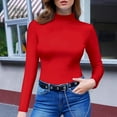 thumbnail image 2 of Bovemsi Womens Sweaters Cozy Women's High Necked Slim Long Sleeved Tight Fitting T Shirt Business Casual Sweaters, 2 of 4