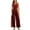 Wine, variant on Lenpel Jumpsuits for Women Summer Casual Sleeveless V Neck Tie Front Pleated Wide Leg Rompers Beach Vacation Outfits