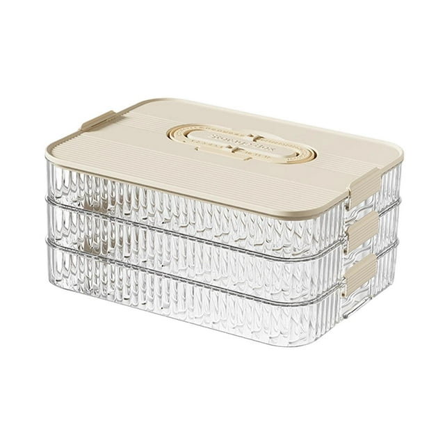 Organizador de albóndigas, organizador de refrigerador, bandeja apilable para congelar, bandeja para conservar alimentos para carne, pasta, bocadillos 3 capas