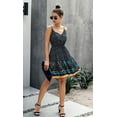 thumbnail image 2 of Women’s Floral V Neck Spaghetti Strap Button Down Sundress Swing Ruffle Summer Mini Short Dress, 2 of 5
