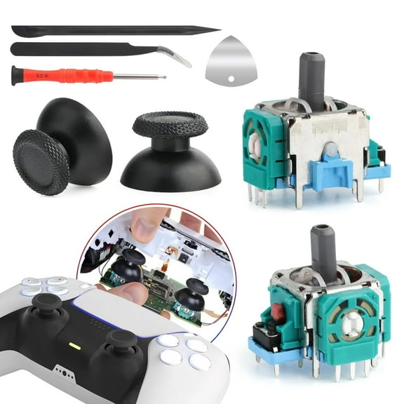 2 PCS Joysticks Replacement for PlayStation 5 Game Controller Joystick Replacement Analog Stick Replacement Module Potentiometer for PS5 Joystick Thumb Stick Replacement Part with Tools-Multicolor